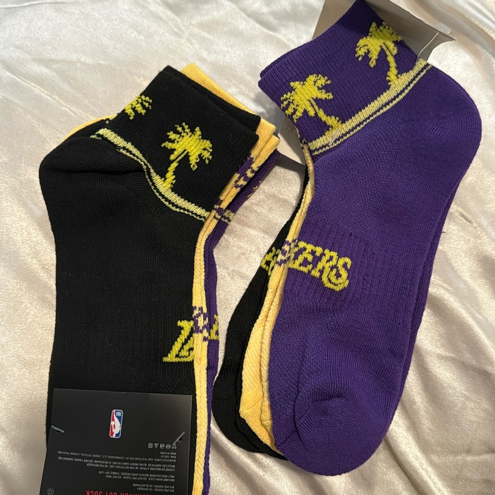 3-Pack quarter cut LA LAKERS socks